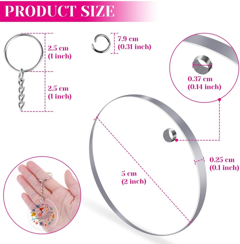 Audab Acrylic Keychain Blanks - 108 Clear Keychain Pieces for Vinyl Kit Including Acrylic Blanks, Rings for DIY Keychains, Crafting & Vinyl Projects - Image 4