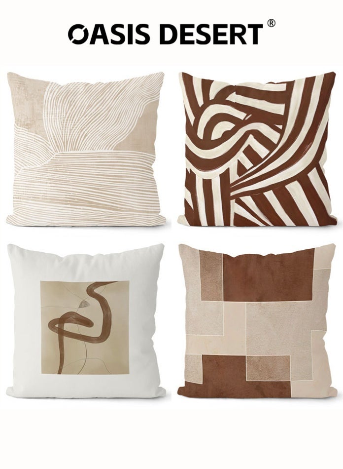 OASIS DESERT Cushion Covers Set of 4, Throw Pillow Cover, Abstract Modern Decorative Couch Pillow Case 45cm x 45cm, For Living Room Sofa Car Couch Bed Pillowcases （Double Sided Pattern） - Image 1