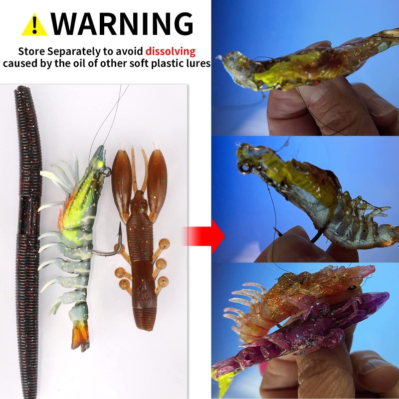 TRUSCEND Pre-Rigged Fishing Jigs, 1:50 Super Durable TPE Bass Fishing Lures, Well-Made Lifelike Soft Shrimp Swimbait, Weedless MarshSwamp Fishing Lure for Trout Crappie Walleye, Keep Separately! - Image 2