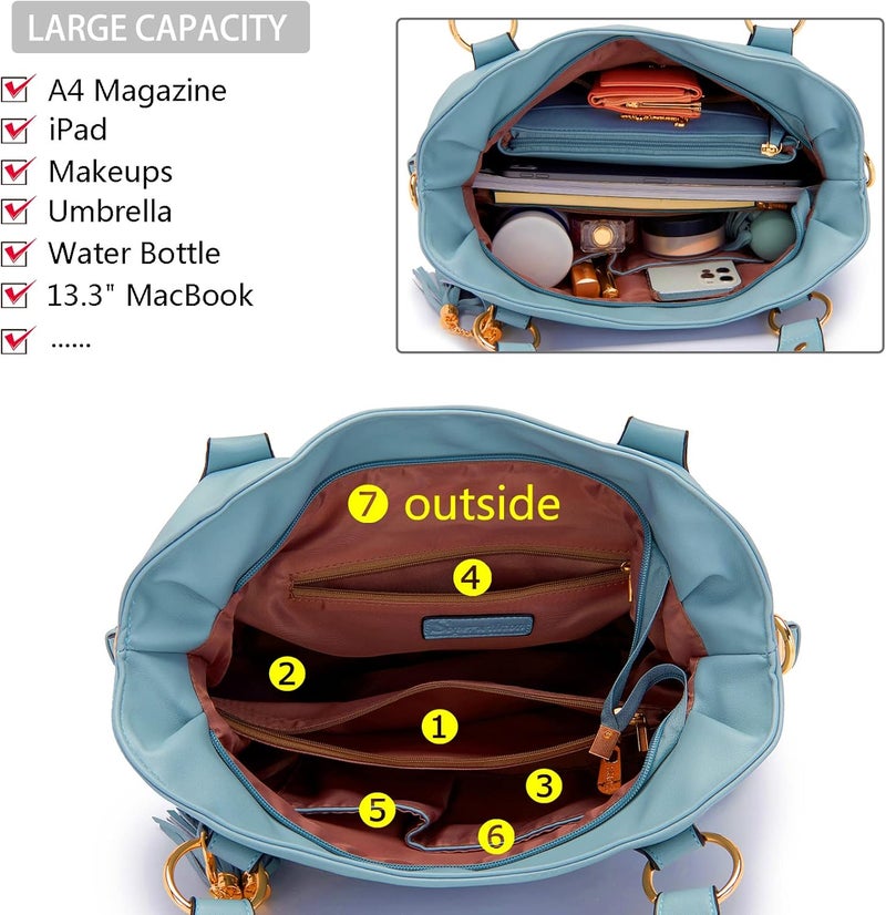 Soperwillton Fashion Handbag for Women Shoulder Bag Top Handle Satchel Hobo Tote Bag Purse Set 4pcs - Image 5
