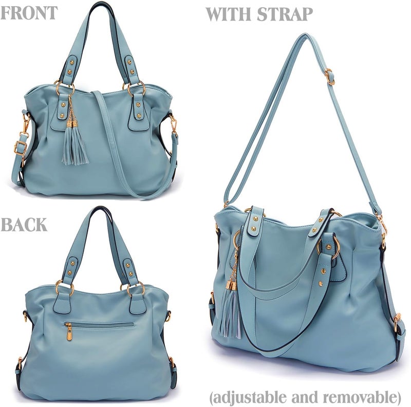 Soperwillton Fashion Handbag for Women Shoulder Bag Top Handle Satchel Hobo Tote Bag Purse Set 4pcs - Image 2