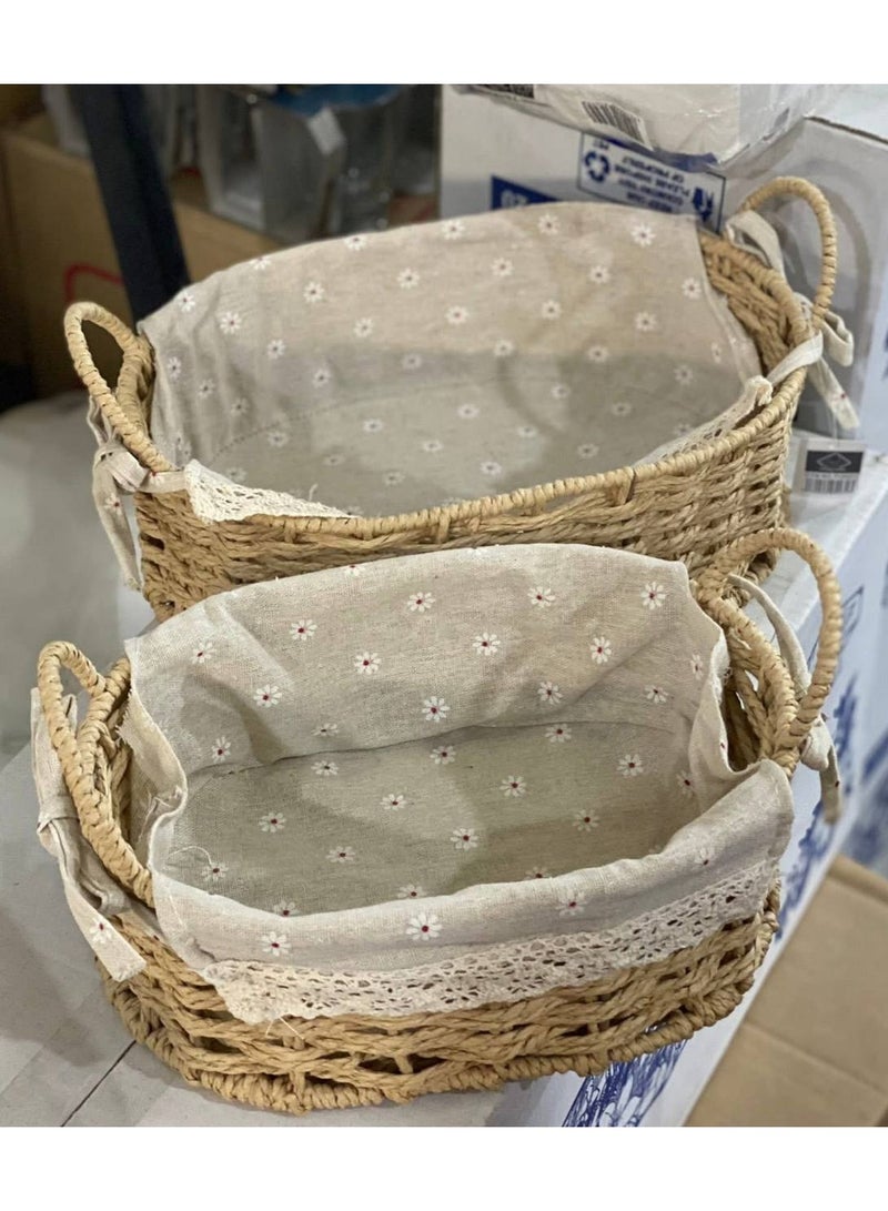Set of 2 woven rattan baskets - Image 2
