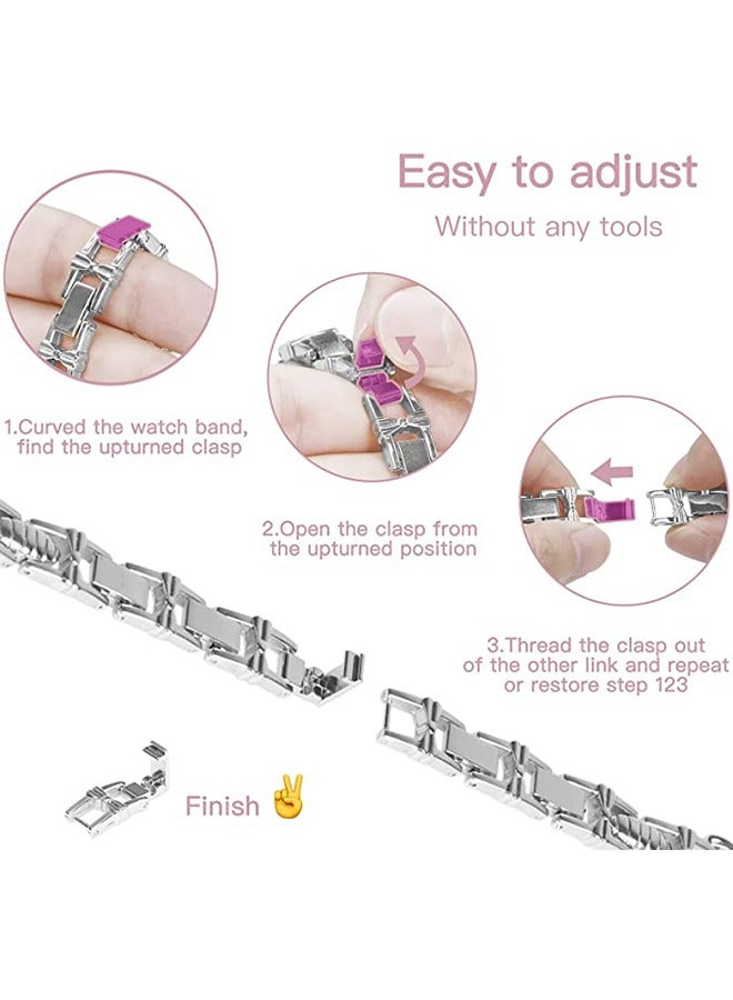 Shiny Diamond On erfly Jewelry Metal Strap For Apple Watch SE Series 8/7/6/5/4/3/2/1 (Silver, 38mm/40mm/41mm) - Image 2