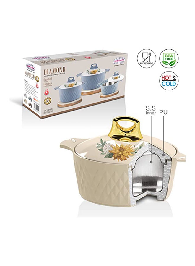 Asian Casserole Steel Insulated Hotpot Diamond Beige (5000 Ml)  - Image 3