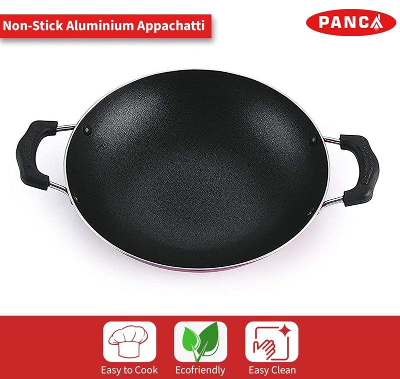 PANCA Non-Stick Deep Appachetty with Lid, 20 cm Black | Scratch-Resistant Appam Kadai for Paniyaram, Uttapam & Frying | Induction & Gas Compatible (Red) - Image 5