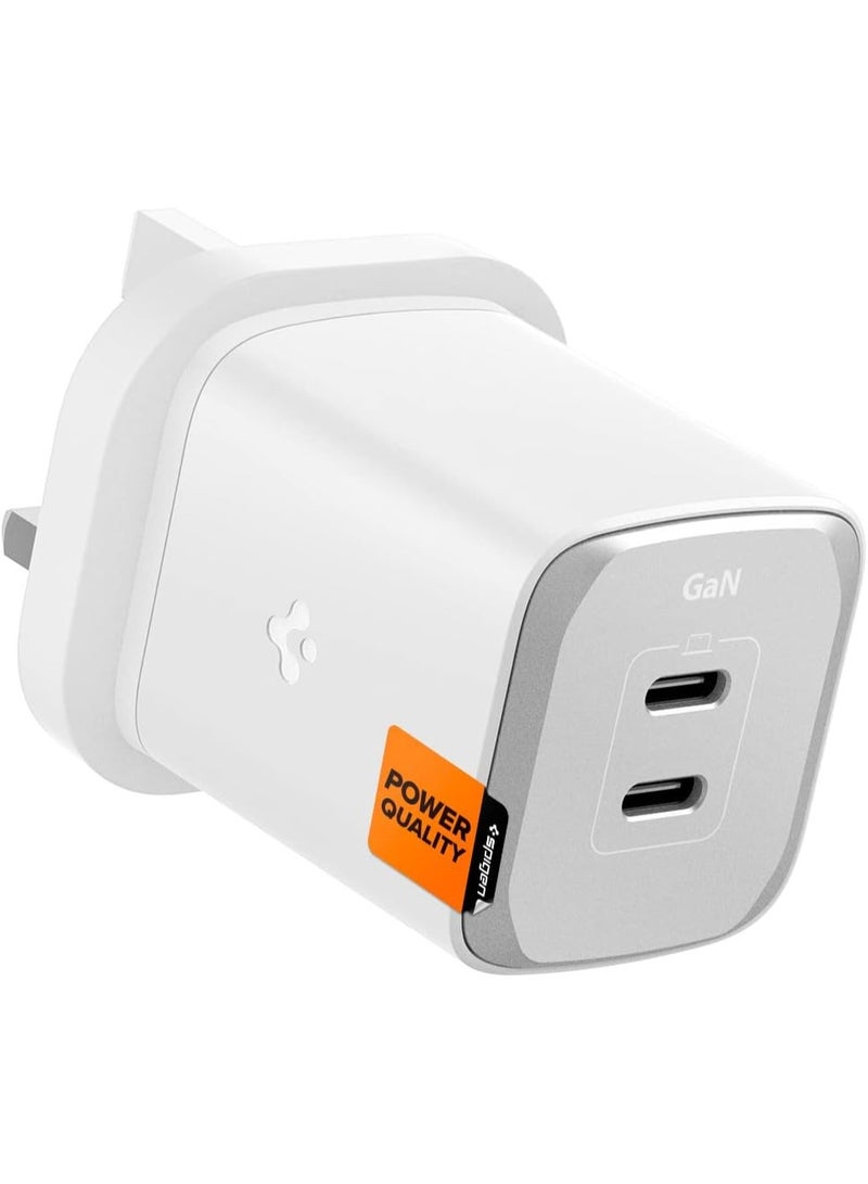 Spigen ArcStation Pro GaN 652 Total 65W Dual Ports USB C Charger PD 3.0 Charging Adapter - White - Image 1