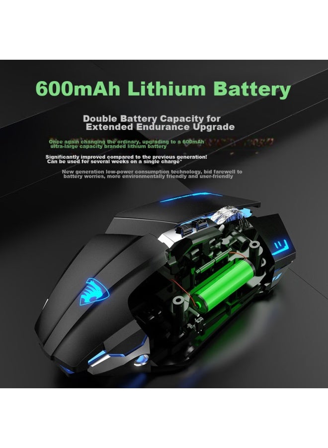 Eweadn G307 Wireless Bluetooth Dual-mode Mouse, Mechanical Feel, Rechargeable, Low-profile, Gaming Mouse, Compatible With Laptops And Desktop Computers, For Pubg And Cf, External Device, Cool Black - Image 3