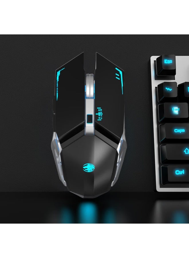 Eweadn G307 Wireless Bluetooth Dual-mode Mouse, Mechanical Feel, Rechargeable, Low-profile, Gaming Mouse, Compatible With Laptops And Desktop Computers, For Pubg And Cf, External Device, Cool Black - Image 2