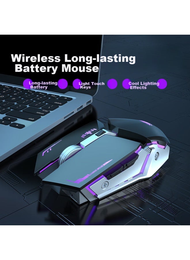 Eweadn G307 Wireless Bluetooth Dual-mode Mouse, Mechanical Feel, Rechargeable, Low-profile, Gaming Mouse, Compatible With Laptops And Desktop Computers, For Pubg And Cf, External Device, Cool Black - Image 1