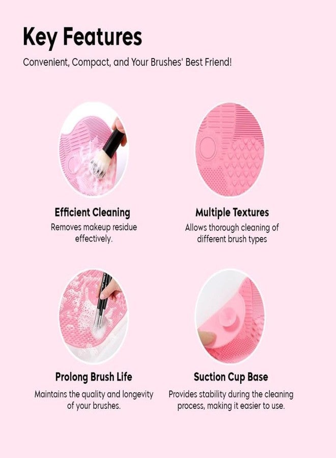 ODMART Silicone Makeup Brush Cleaning Mat, Makeup Brush Cleaner, Cosmetic Spa Brush Cleaning Mat Portable Washing Tool Scrubber with Suction Cup - Image 3