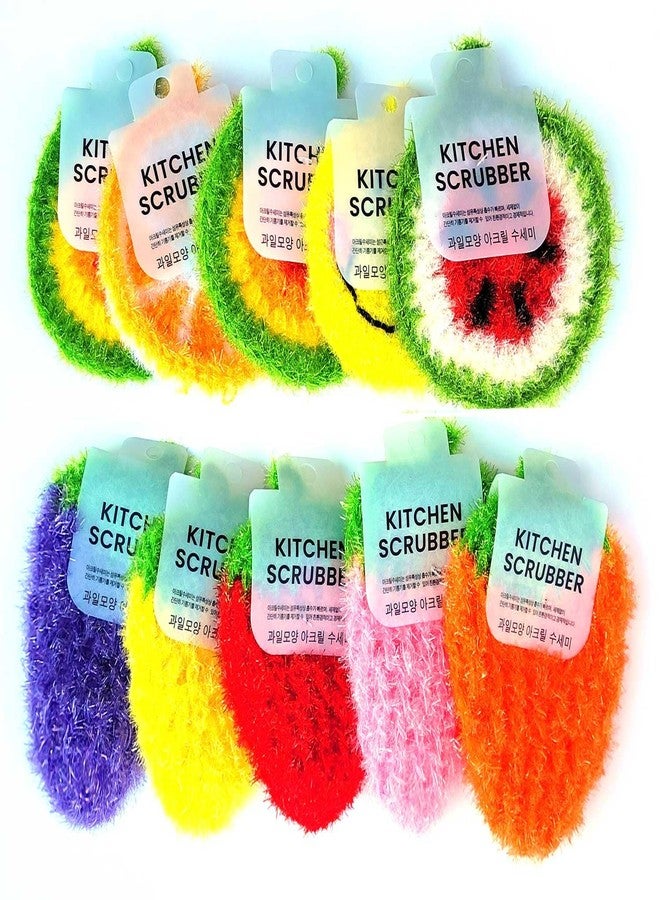 SERENITA 10 Pieces Big Size Fruit Dish Scrubber Non Scratch Kitchen Cleaning Sponge Double Layered No Odor Cloths for Washing Dishes Cookware, Tubs, Sinks - Image 1
