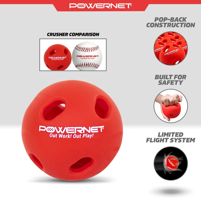 PowerNet Crusher Training Baseballs, Hitting Trainer for Improved Speed, Power & Coordination, Batting Practice Baseballs 12PK (Red) - Image 3
