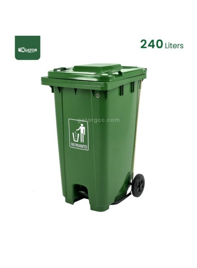 Gator Pedal Operated Plastic Garbage Bin 240L Green - Image 1