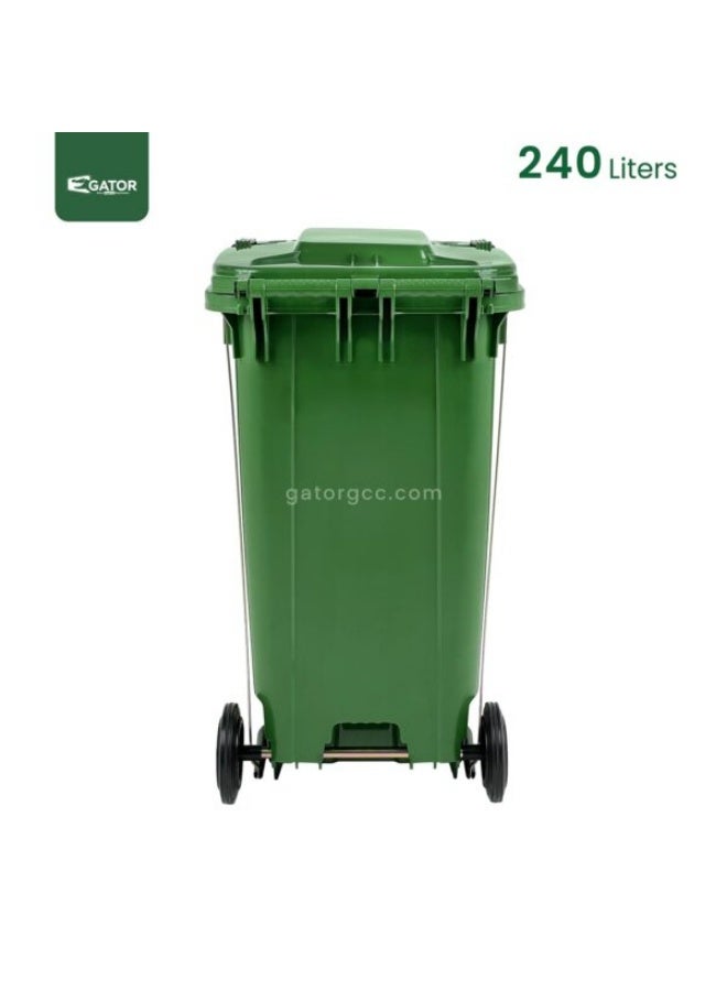 Gator Pedal Operated Plastic Garbage Bin 240L Green - Image 2