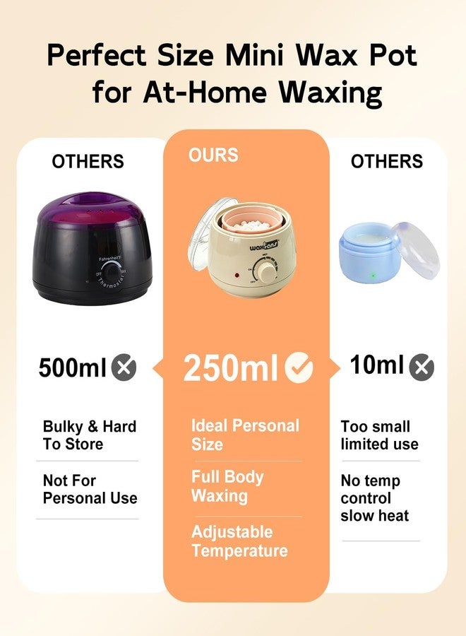 Waxfans Waxing Kit for Women – Quick-Melt Wax Kit, 8.5oz Mini Wax Pot with Temp Control, for Safe At-Home Waxing – Gentle on Face Eyebrow Bikini Brazilian, 400g Pure wax Beads & 30 Sticks (Cream W - Image 4
