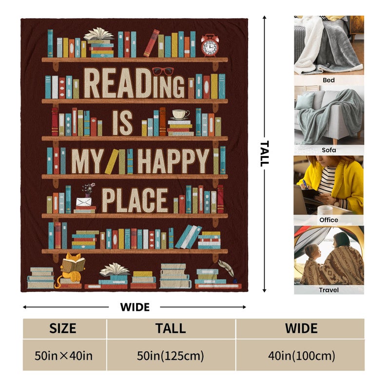 CUJUYO Book Lovers Gifts Blanket - Librarian Gifts Throw Blanket 40""x50"" - Book Club Gifts for Reading Lover Bookish - Literary Gifts Ideas - Best Bookworm Gifts on Birthday Christmas Graduation - Image 2