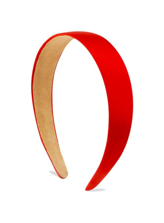 Atoden Satin Red Headbands for Women 118 Inch Wide Thin Hard Headbands Non Slip Ribbon Hair Bands Plain Head Band for Crafts DIY Costume Holiday Christmas Gifts Hair Accessories - Image 1