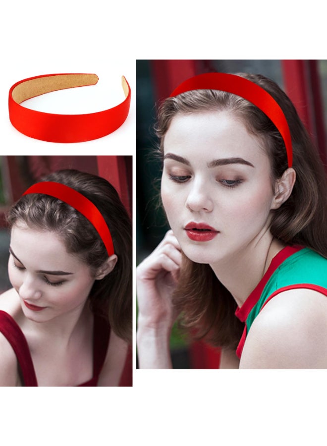 Atoden Satin Red Headbands for Women 118 Inch Wide Thin Hard Headbands Non Slip Ribbon Hair Bands Plain Head Band for Crafts DIY Costume Holiday Christmas Gifts Hair Accessories - Image 4