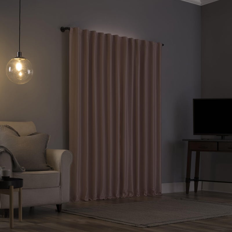 Sun Zero Greyson Faux Dupioni Silk Thermal Extreme Total Blackout Back Tab Curtain Panel, 50" x 63", Blush Pink - Image 2