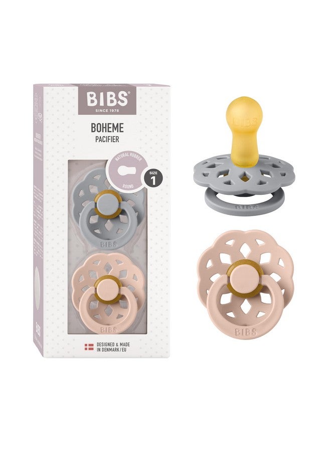 بيبس لهايات BIBS - مجموعة بوهيم | لهاية أطفال خالية من مادة BPA | صُنعت في الدنمارك | طقم من لهايتين فاخرتين بلون السحاب/الوردي | مقاس من 0 إلى 6 أشهر - Image 1