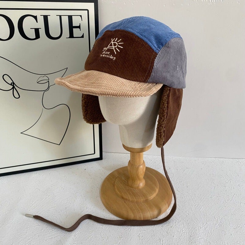Color Block Trapper Hat Unisex Winter Lightweight Ski Hat Fleece - Image 3
