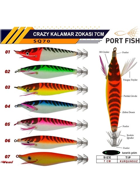 Crazy SQ70 7cm Squid Jigger Color:05
