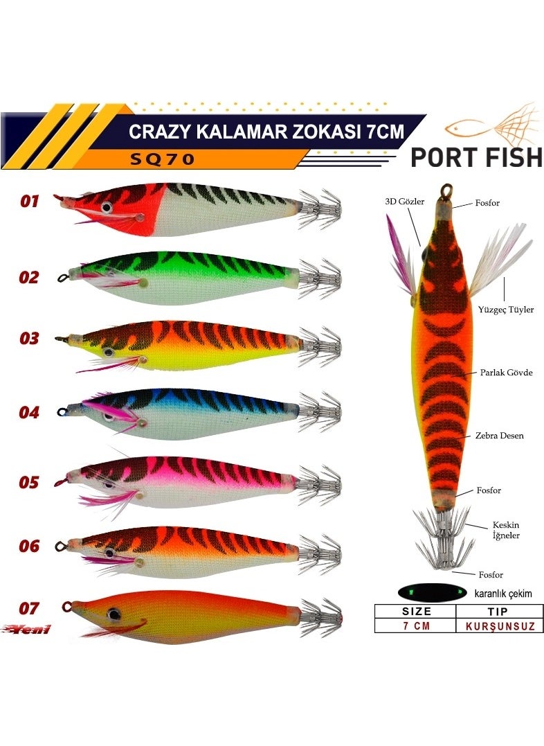 Portfish - Crazy SQ70 7cm Squid Jigger Color:05 - Image 1