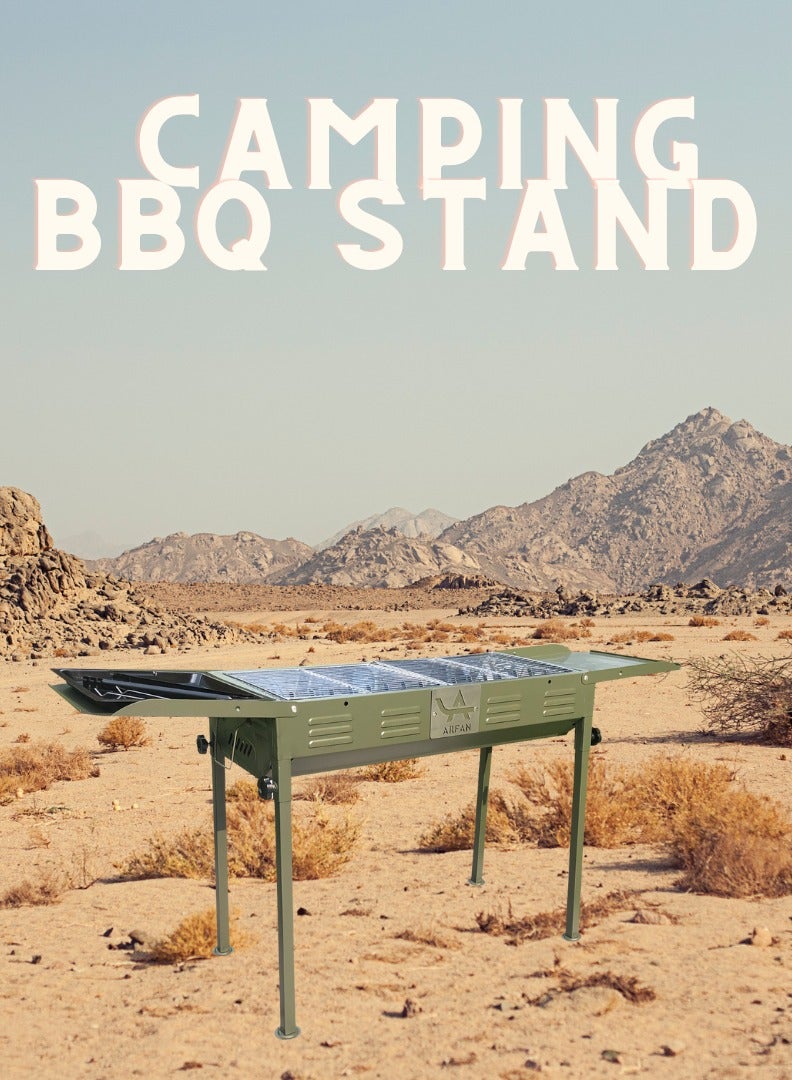 AFT BBQ Grill Thickened Type Large Barbecue Grill Home BBQ Barbecue Outdoor Charcoal Grill Portable Grill for 5 People Charcoal Grill BBQ Grill (Green) Arfan - Image 3