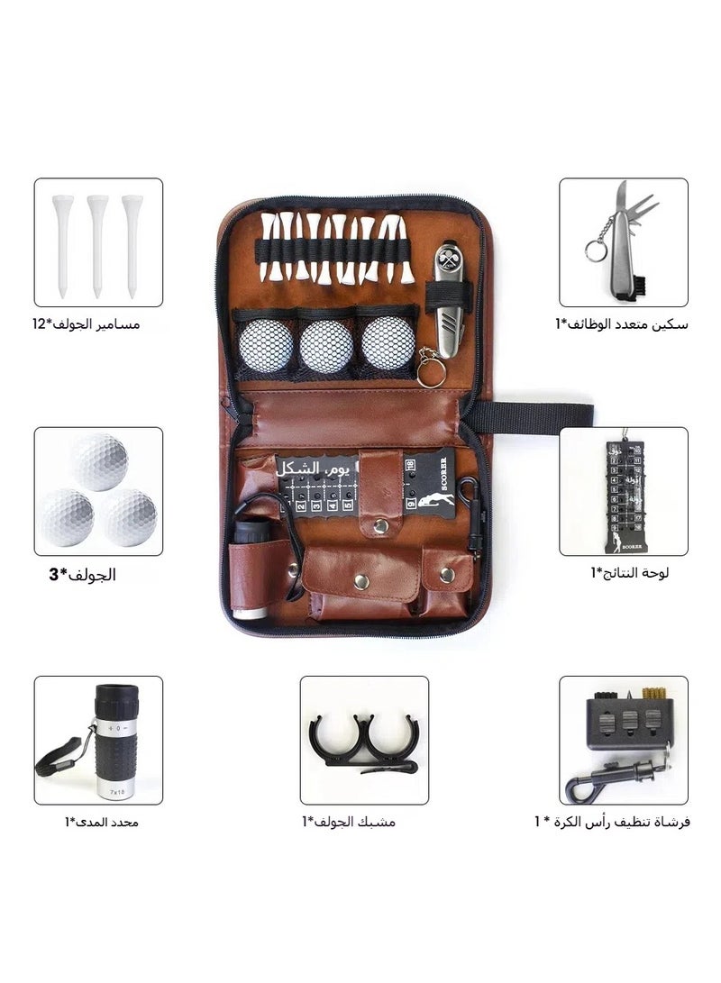 عام حقيبة أدوات الجولف، حقيبة إكسسوارات الجولف سهلة الحمل، حقيبة جلدية ذات سعة وأدوات متعددة. - Image 2