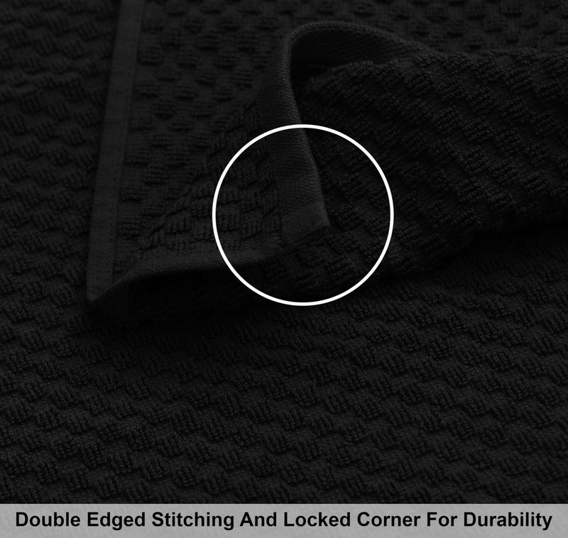 Cotton Craft Waffle 6 Piece Towel Set - 100% Cotton - 2 Oversized Luxury Euro Spa Waffle Weave Large Bath Towels  2 Hand Towels  2 Washcloths - Absorbent Quick Dry Hotel Bathroom Shower Pool - Black - Image 4