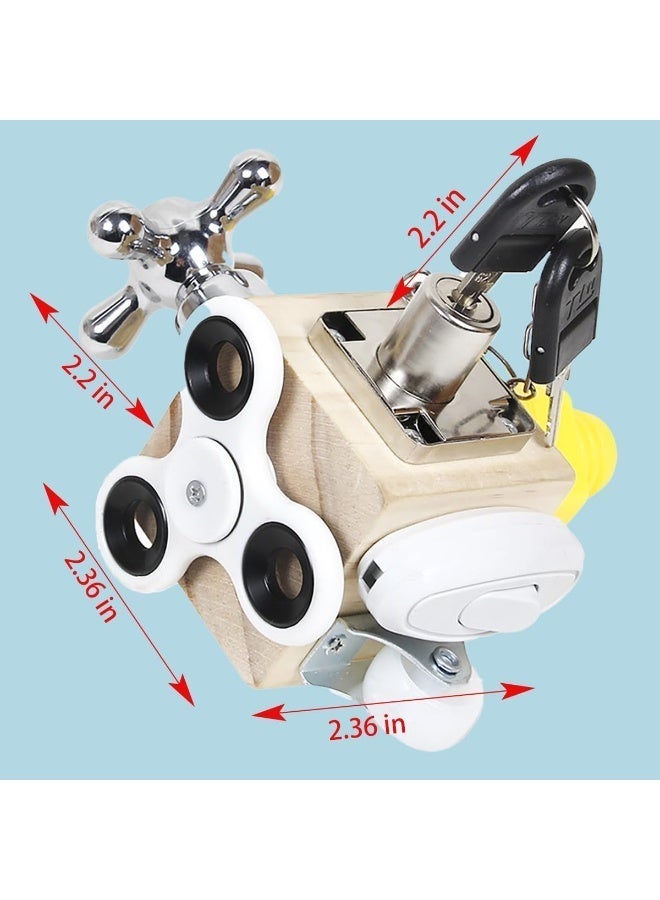 Busy Cube Montessori Lock and Key Toy Set for Toddlers Kids Sensory Wooden Activity Busy Board,Educational Activities Travel Toy Kids Gifts for Birthday Festivals - Image 5