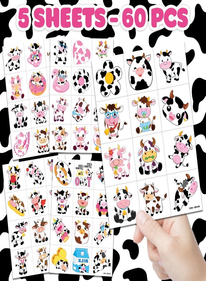 91TATTOOS 60 PCS Cow Pre-Cut Temporary Tattoos for Kids - Image 3