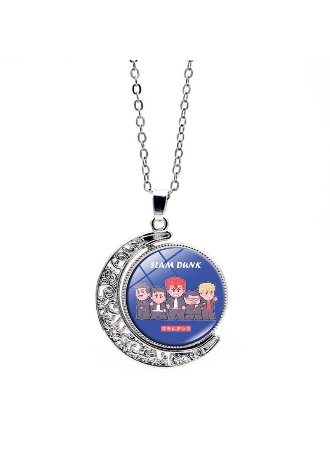 KUYING New Slam Dunk Double Sided Rotating Moon Pendant Necklace 