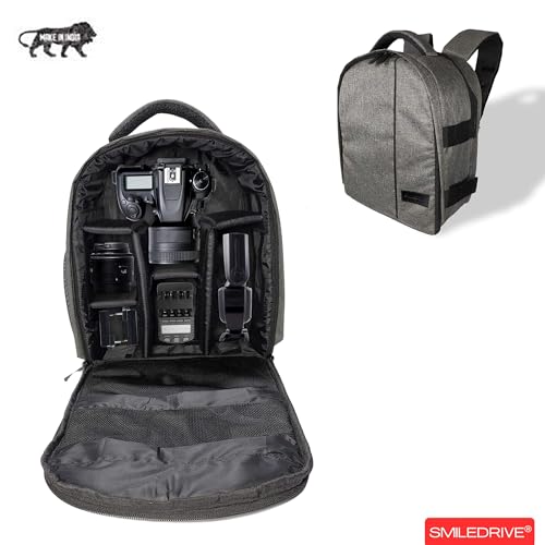 SMILEDRIVE® Waterproof Dslr Standard Backpack Camera Bag, Lens Accessories Carry Case For All Slr Cameras (Grey) - Image 4