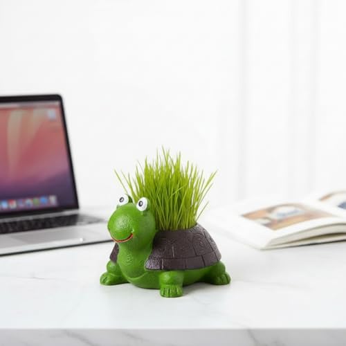DecorTwist® Succulent Planter Pot | Tortoise Plant Succulent Pots | Bonsai Plant Holder Container Flower Pot for Home, Office Desk, Garden | Decorative Mini Outdoor - Indoor Plants (Green) - Image 1
