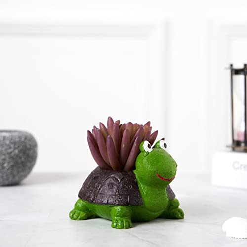 DecorTwist® Succulent Planter Pot | Tortoise Plant Succulent Pots | Bonsai Plant Holder Container Flower Pot for Home, Office Desk, Garden | Decorative Mini Outdoor - Indoor Plants (Green) - Image 2