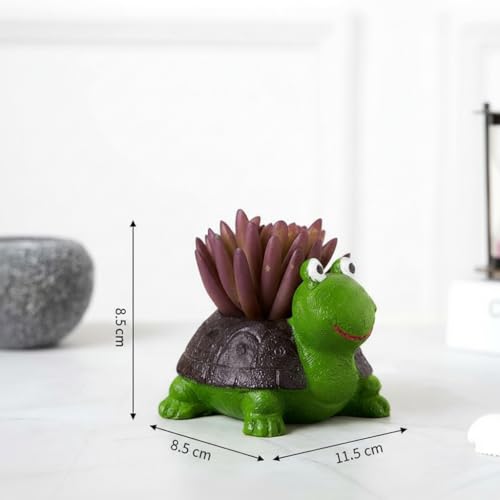 DecorTwist® Succulent Planter Pot | Tortoise Plant Succulent Pots | Bonsai Plant Holder Container Flower Pot for Home, Office Desk, Garden | Decorative Mini Outdoor - Indoor Plants (Green) - Image 3