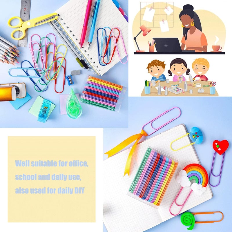 Timenu 4" Inch Large Size Paper Clips, 20 Pcs Jumbo Paper Clips - Smooth Multicolored Mega Colored Holder for Office School Document Organizing - Image 5