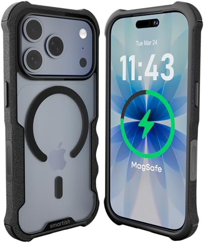 Smartish iPhone 17 Pro MagSafe Case Gripzilla Protective Magnetic Case for Men Rugged Tough Military Grade Heavy Duty Grip Armor Drop Tested for Apple iPhone 17 Pro Clearly Black - Image 1