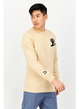 PUMA Men Relaxed Fit Long Sleeve Training Sweatshirt, Beige  - Image 3