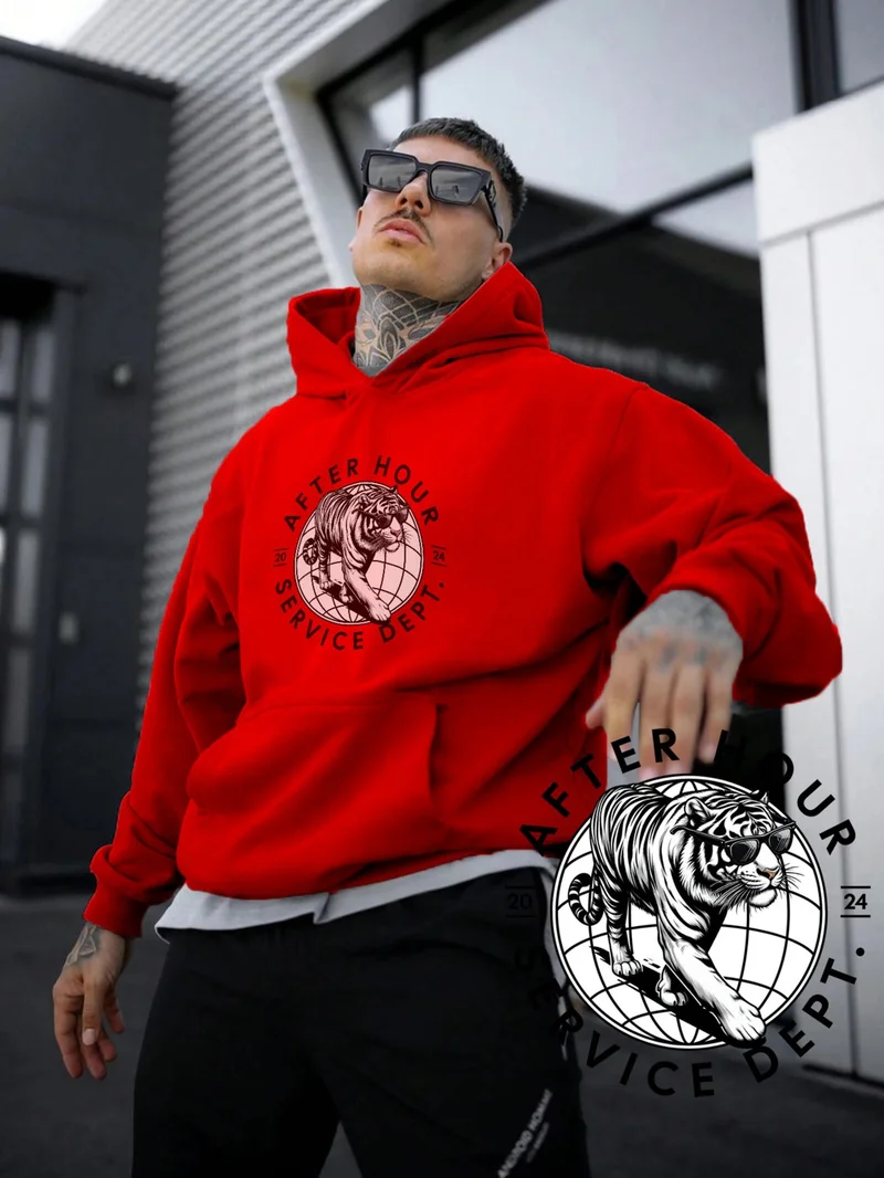 دوغ فش Women, Men's Sweatshirt Oversize Service Department Printed Thick Red Lover Sweatshirt