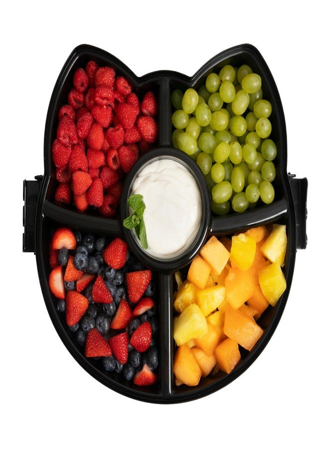 KOLORAE Black Cat Reusable Serving Tray - Unique 5 Compartment Cat Snack Tray - Great for Entertaining Food Storage for Appetizers, Snacks, Chips & Dip, Fruits & Veggies - Fall Halloween Tray - Image 4