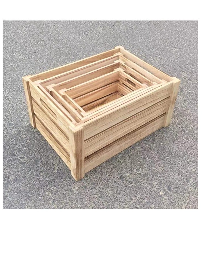 FFD  Wooden Storage Box Crates - Nesting Crates with Cutout Handles, Decorative and Functional Storage Solutions for Organization and Display - Image 3