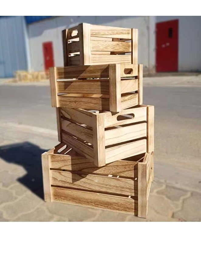 FFD  Wooden Storage Box Crates - Nesting Crates with Cutout Handles, Decorative and Functional Storage Solutions for Organization and Display - Image 4