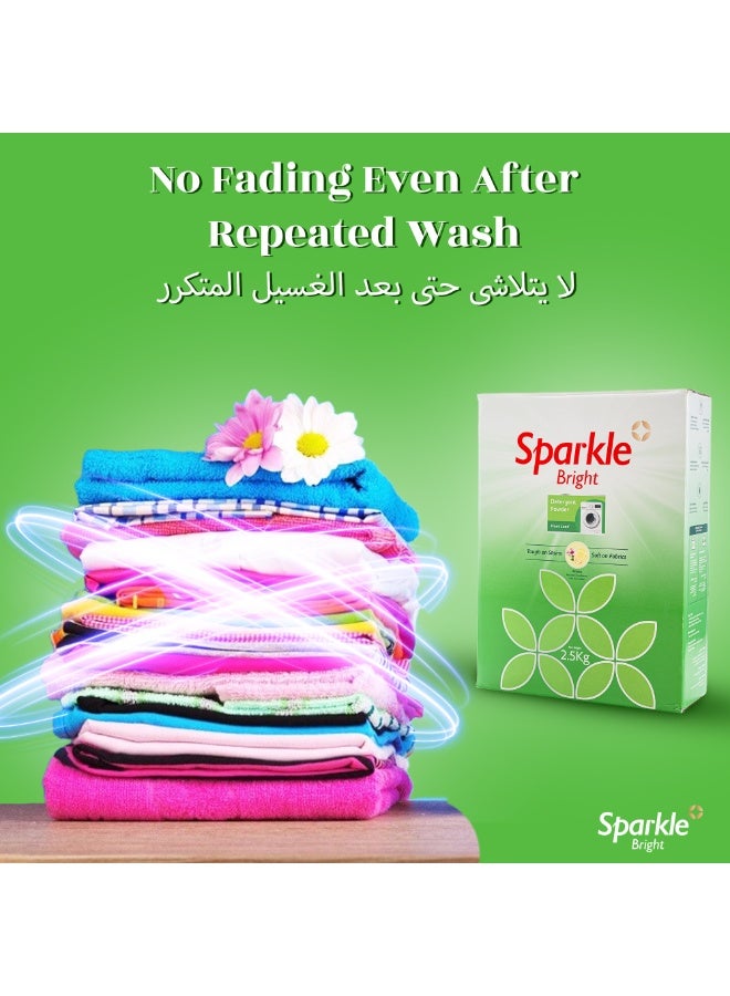 سباركل برايت  مسحوق غسيل سباركل برايت - 2.5 كجم (للغسالات الأمامية)، يزيل البقع الصعبة من أول غسلة، تركيبة سريعة الذوبان وخالية من الكلور، لا يتسبب في انتقال الألوان بعد الغسيل المتكرر، عطر طويل الأمد، مناسب لجميع أنواع الأقمشة. - Image 3
