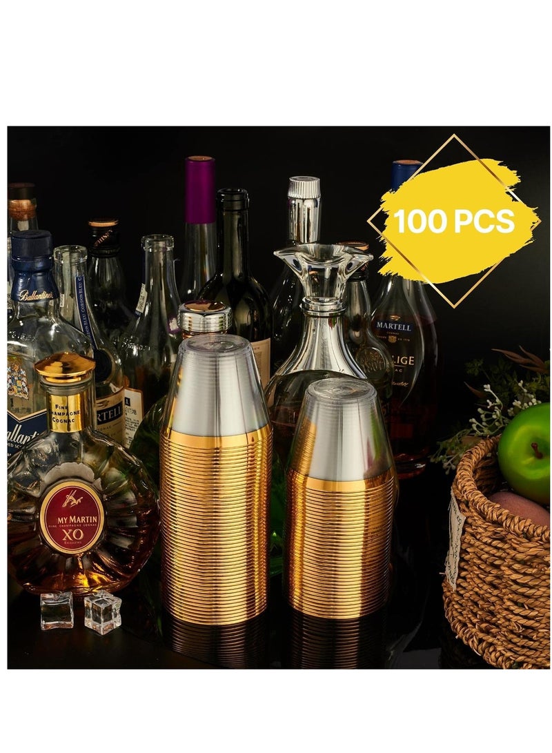 SYOSI Elegant Gold Rimmed Plastic Cups 9oz Clear Plastic Cups With RiM Gold Disposable Cups For Wedding Cocktail Cups Plastic Clear Plastic Cups For Party Wedding Cups Party Cups Gold Cups 100pcs - Image 4