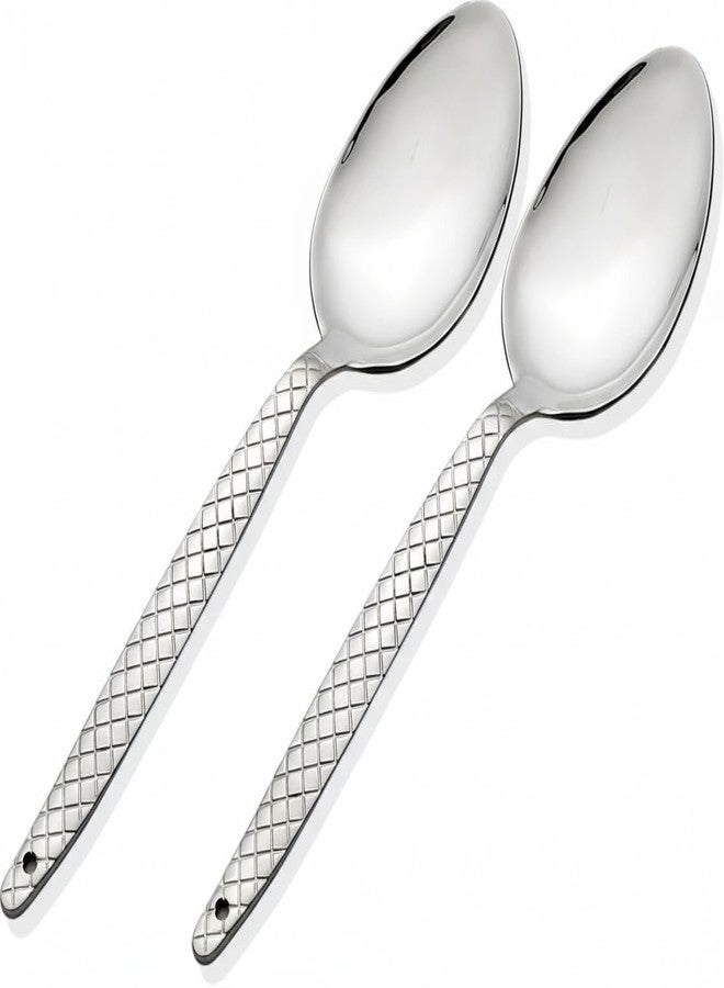 BNAZIND Chef Kunz Spoon Set | 18/10 Silver Stainless Steel Serving Sauce Spoon | 9 inch 2.5 Tbsp Basting, Quenelle, Cooking,Plating, Dinner Chef Spoons with Non-Slip Grip - Image 2
