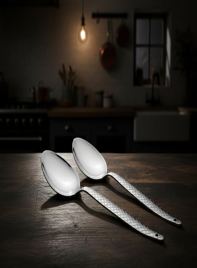 BNAZIND Chef Kunz Spoon Set | 18/10 Silver Stainless Steel Serving Sauce Spoon | 9 inch 2.5 Tbsp Basting, Quenelle, Cooking,Plating, Dinner Chef Spoons with Non-Slip Grip - Image 3