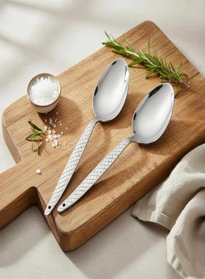 BNAZIND Chef Kunz Spoon Set | 18/10 Silver Stainless Steel Serving Sauce Spoon | 9 inch 2.5 Tbsp Basting, Quenelle, Cooking,Plating, Dinner Chef Spoons with Non-Slip Grip - Image 4