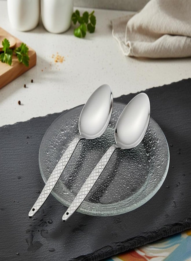 BNAZIND Chef Kunz Spoon Set | 18/10 Silver Stainless Steel Serving Sauce Spoon | 9 inch 2.5 Tbsp Basting, Quenelle, Cooking,Plating, Dinner Chef Spoons with Non-Slip Grip - Image 5